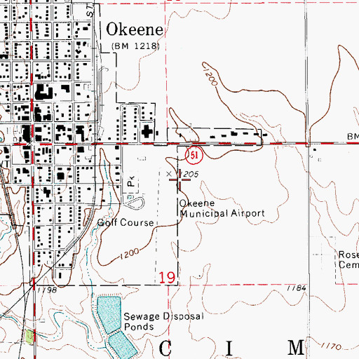 Topographic Map of Christman Airfield, OK