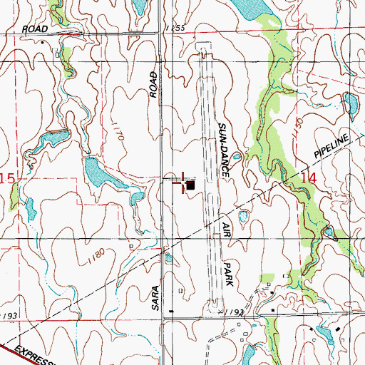 Topographic Map of Sundance Airport, OK