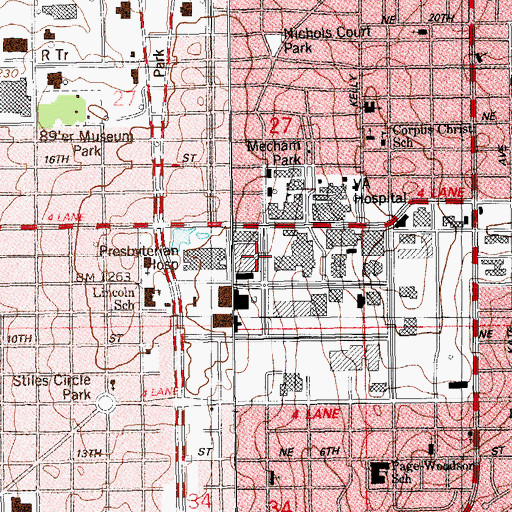 Topographic Map of OMH Heliport, OK