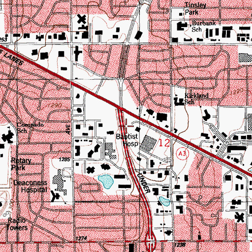 Topographic Map of BMC Heliport, OK