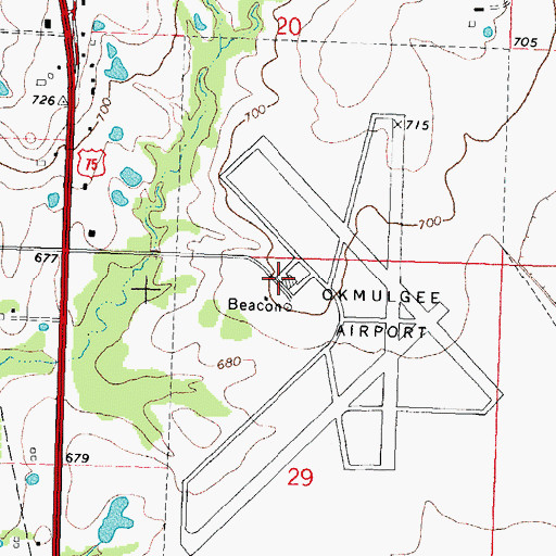 Topographic Map of Okmulgee Regional Airport, OK