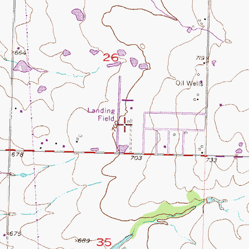 Topographic Map of Gundys Airport, OK