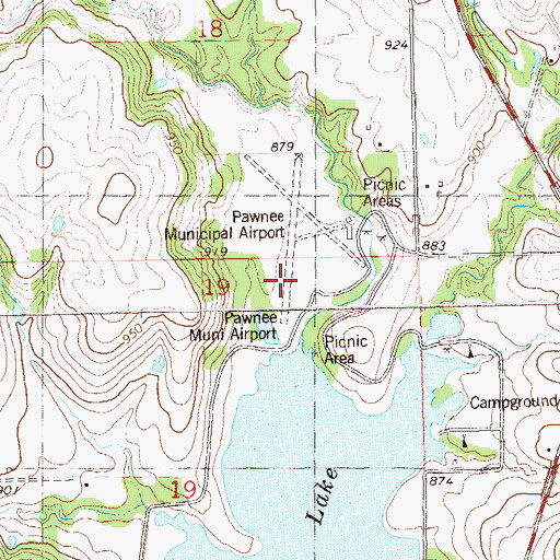Topographic Map of Pawnee Municipal Airport, OK