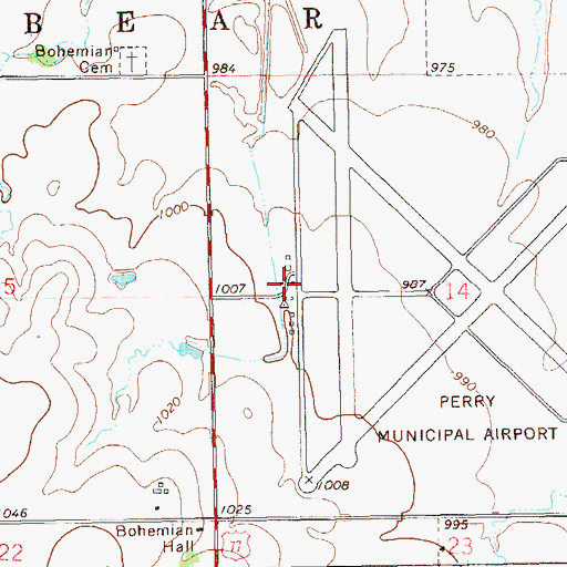 Topographic Map of Perry Municipal Airport, OK