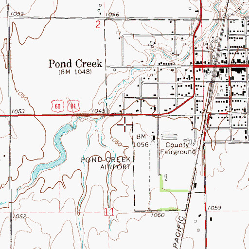 Topographic Map of Pond Creek Municipal Airport, OK