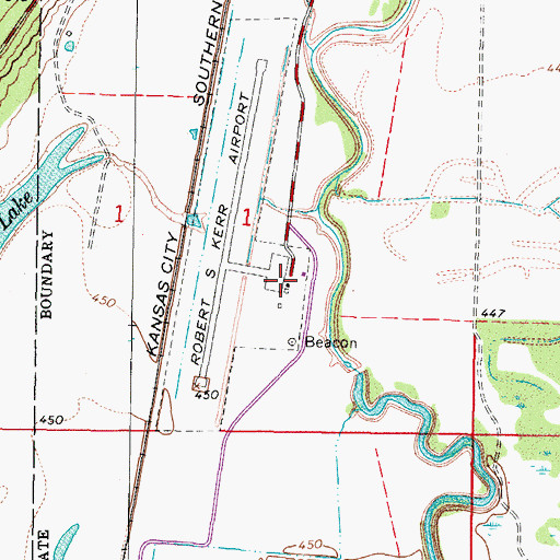 Topographic Map of Robert S Kerr Airport, OK