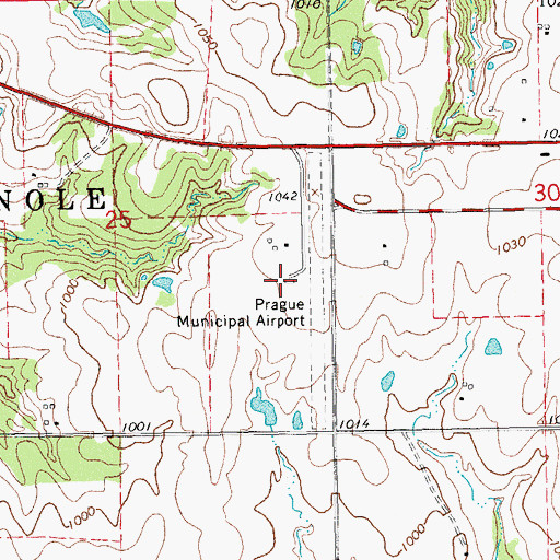 Topographic Map of Prague Municipal Airport, OK