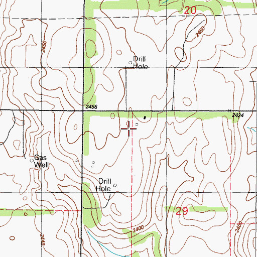 Topographic Map of Flying S Ranch Airport (historical), OK