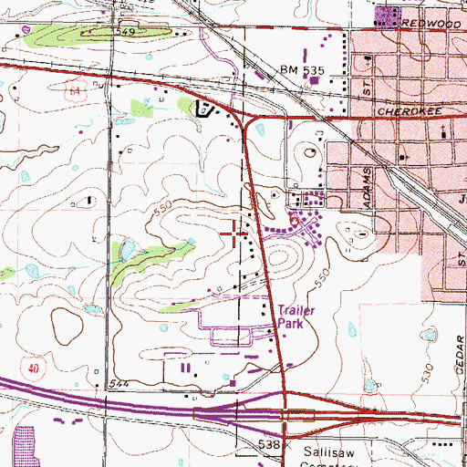 Topographic Map of Mazzios Pizza Heliport, OK