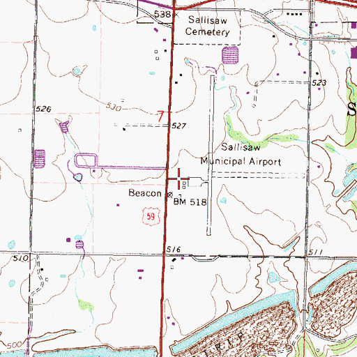 Topographic Map of Sallisaw Municipal Airport, OK
