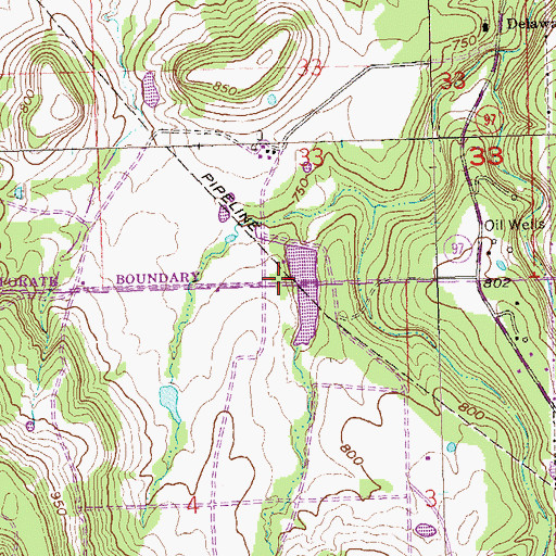 Topographic Map of Double W Airport, OK