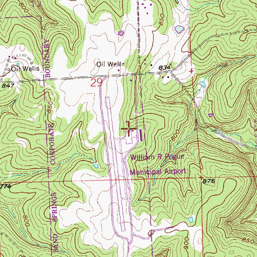 Topographic Map of William R Pogue Municipal Airport, OK
