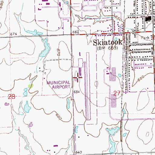 Topographic Map of Skiatook Municipal Airport, OK