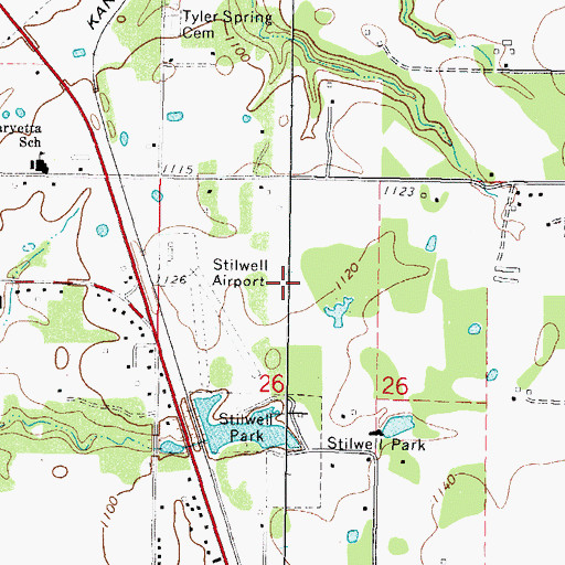 Topographic Map of Stilwell Airport (historical), OK