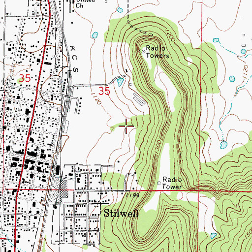 Topographic Map of Stilwell Memorial Hospital Heliport, OK