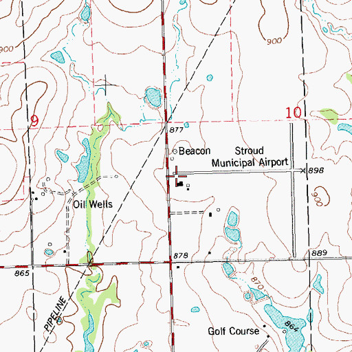 Topographic Map of Stroud Municipal Airport, OK