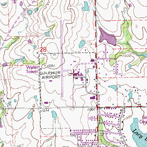 Topographic Map of Sulphur Municipal Airport, OK