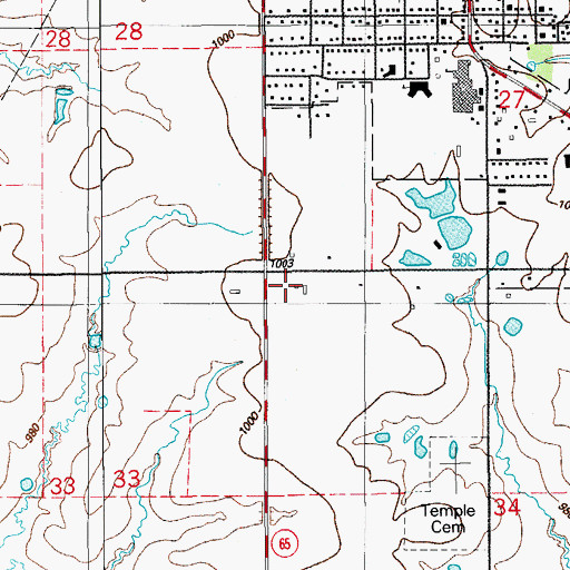 Topographic Map of Temple Airport Inc, OK