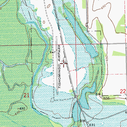Topographic Map of Tishomingo Airpark, OK