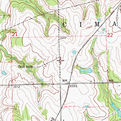 Topographic Map of Melton Airport (historical), OK