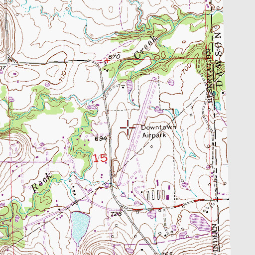 Topographic Map of Downtown Airpark (historical), OK