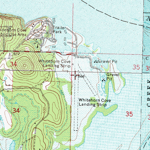 Topographic Map of Whitehorn Cove Airport, OK