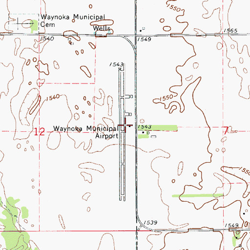 Topographic Map of Waynoka Municipal Airport, OK