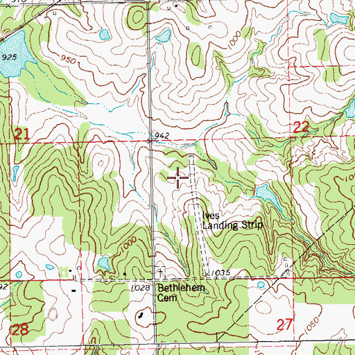 Topographic Map of Ives Airport, OK