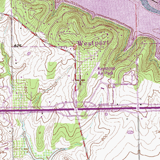 Topographic Map of Westport Airport, OK