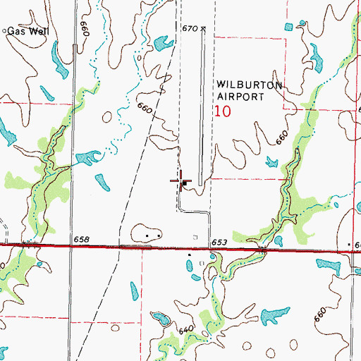 Topographic Map of Wilburton Municipal Airport, OK