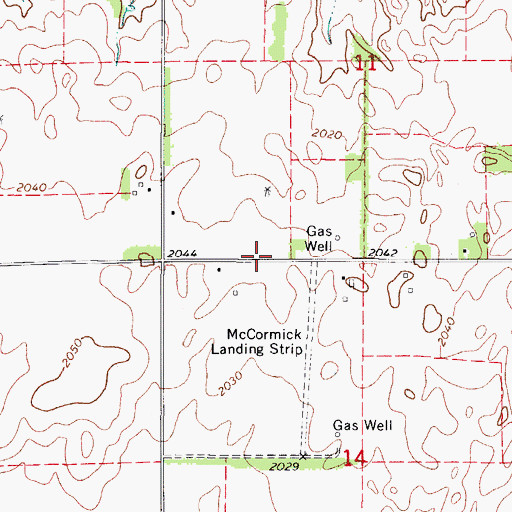 Topographic Map of McCormick Airport (historical), OK