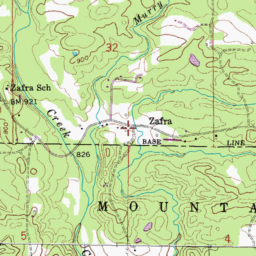 Topographic Map of Zafra, OK