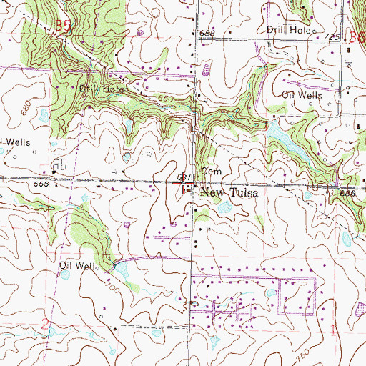 Topographic Map of New Tulsa, OK