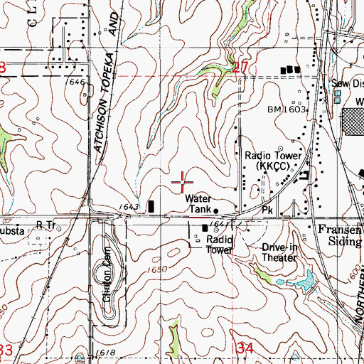 Topographic Map of KXOL-AM (Clinton), OK