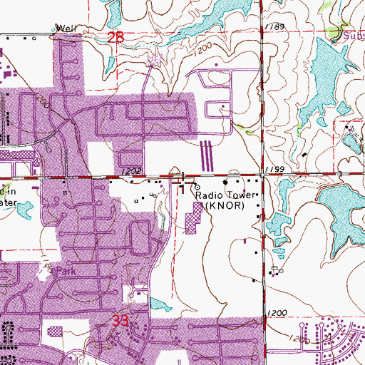 Topographic Map of KNOR-AM (Norman), OK