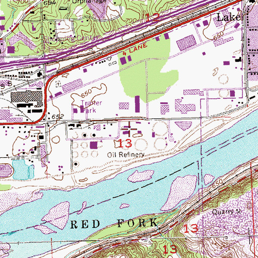 Topographic Map of KTOW-AM (Sand Springs), OK