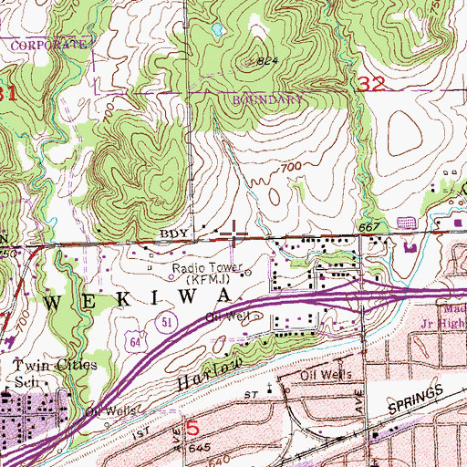 Topographic Map of KGTO-AM (Tulsa), OK