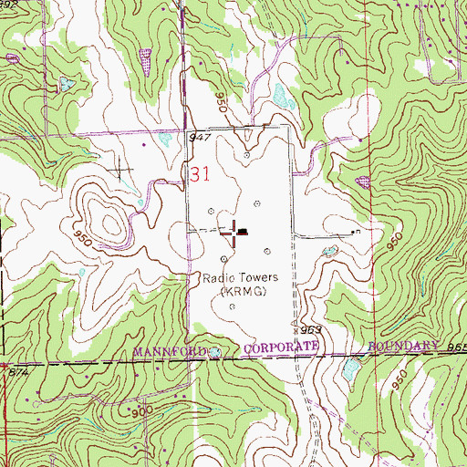Topographic Map of KRMG-AM (Tulsa), OK