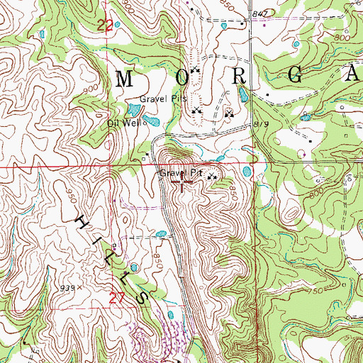 Topographic Map of KKAJ-FM (Ardmore), OK