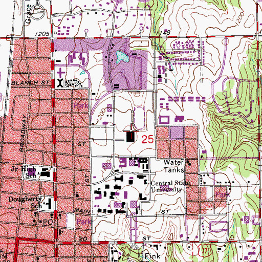 Topographic Map of KCSC-FM (Edmond), OK