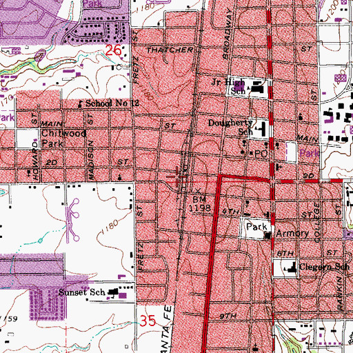 Topographic Map of KOKF-FM (Edmond), OK
