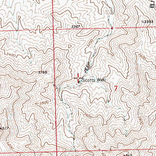 Topographic Map of Scotts Well, AZ