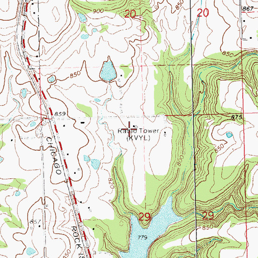 Topographic Map of KUHD-FM (Holdenville), OK