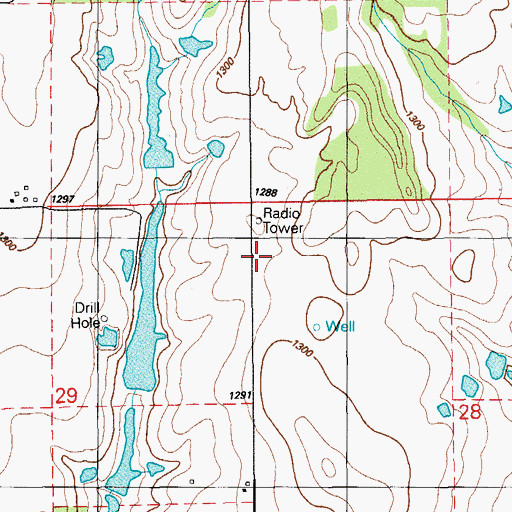 Topographic Map of KFXI-FM (Marlow), OK