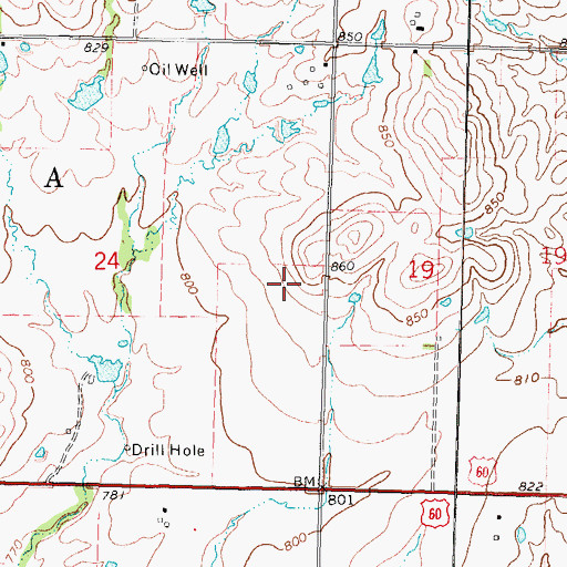 Topographic Map of KNFB-FM (Nowata), OK