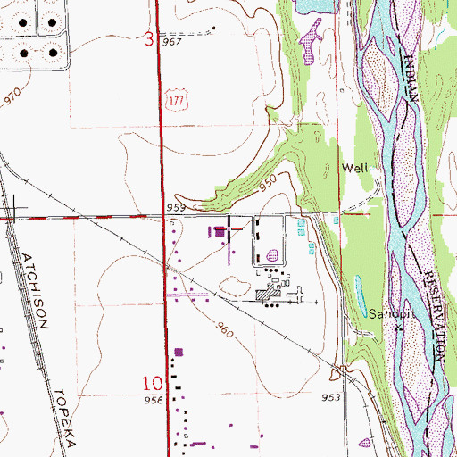 Topographic Map of KPNC-FM (Ponca City), OK
