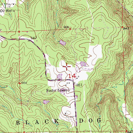 Topographic Map of KTOW-FM (Sand Springs), OK