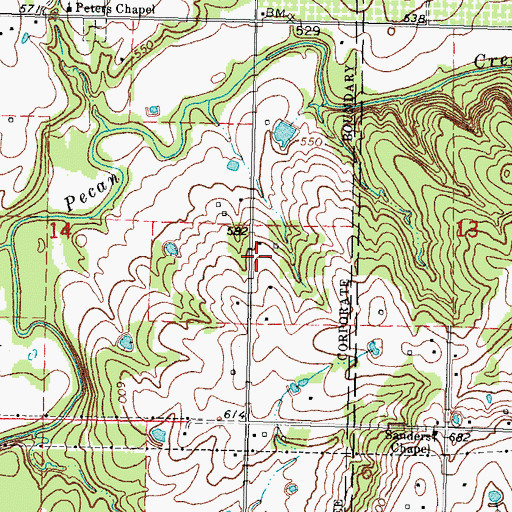 Topographic Map of KHJM-FM (Taft), OK
