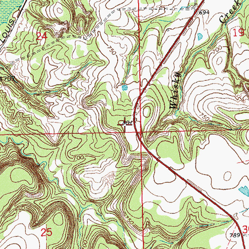 Topographic Map of KTSH-FM (Tishomingo), OK