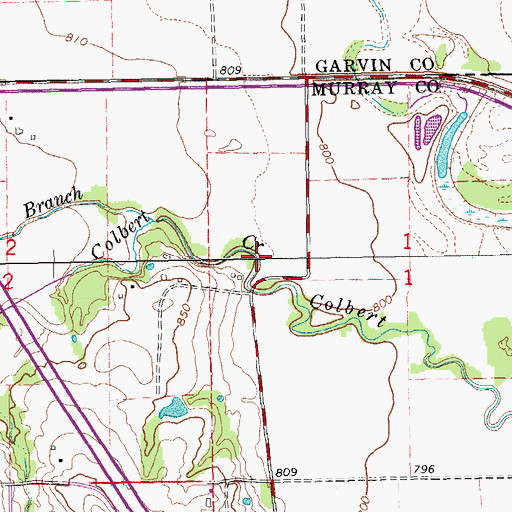 Topographic Map of Colbert Creek, OK